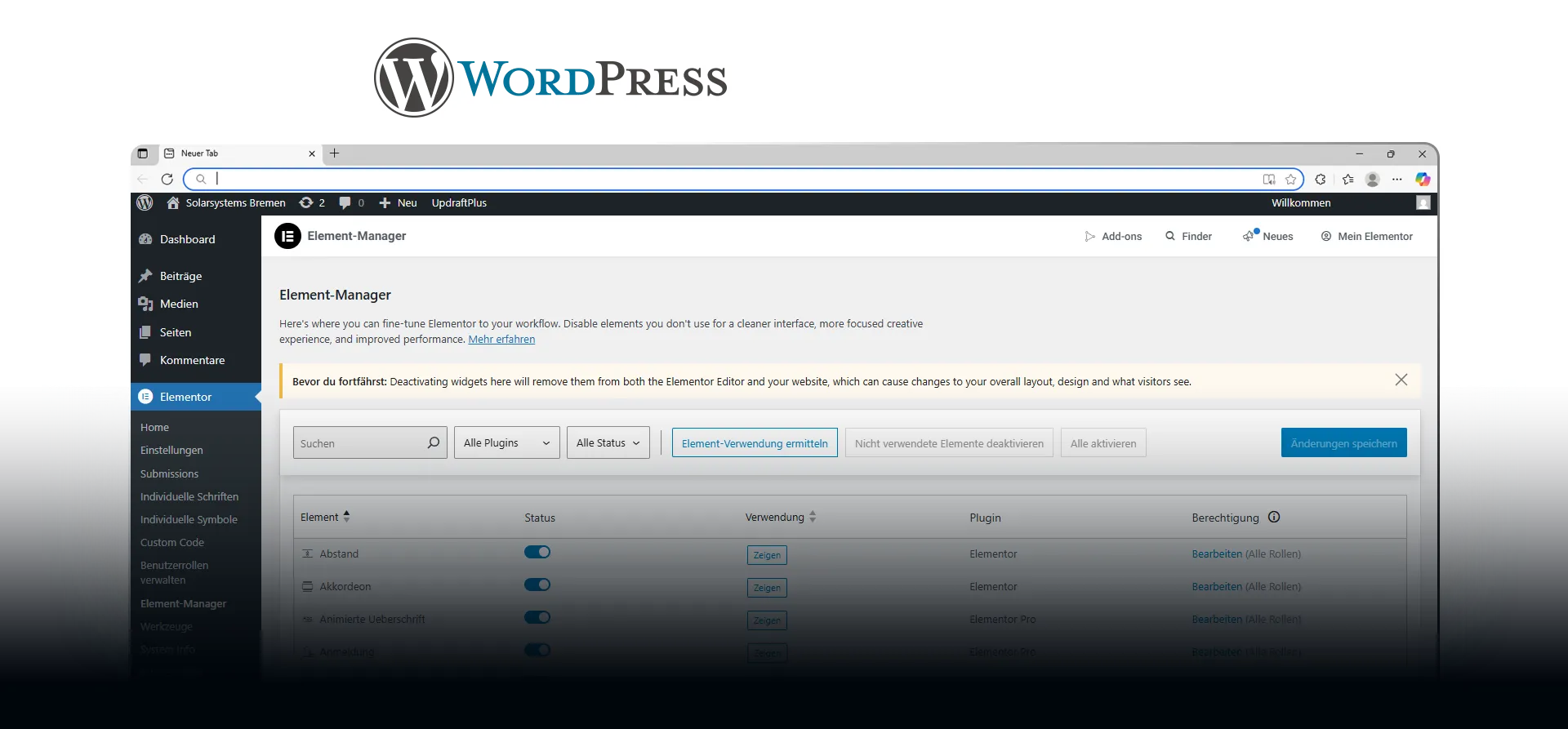 Wordpress Elementor Plugin